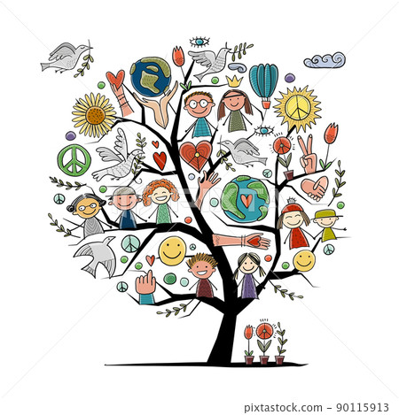 International peace day. Art tree concept for your design 90115913