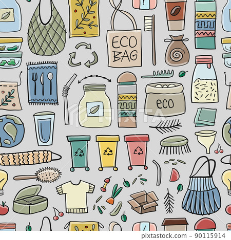 Zero waste. Concept art. Hand drawn for your design Zero waste. Concept art. Hand drawn for your design 90115914