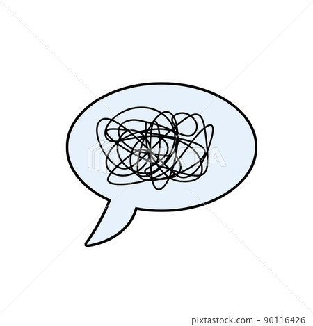 Speech bubble. Confused thoughts. Tangled line. 90116426