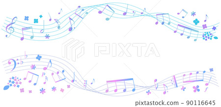 Musical score frame illustration inspired by the rainy season, staff notation background illustration, illustration of notes, rests, and musical symbols purple 90116645