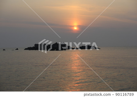 Gyeongju City. National Park. King Munmu's Tomb. Sunrise. Beach 90116789