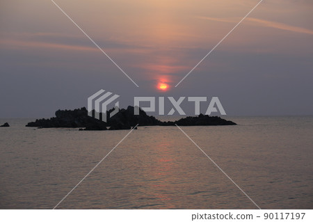 Gyeongbuk. Gyeongju-si. National Park. King Munmu's Tomb. Sunrise Gyeongbuk. Gyeongju-si. National Park. King Munmu's Tomb. Sunrise 90117197