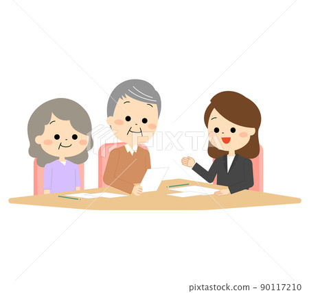 與輔導員協商的年長夫婦 90117210