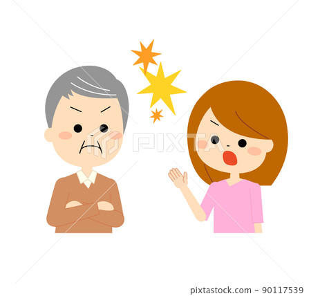 Old men and young women fighting violently - Stock Illustration ...