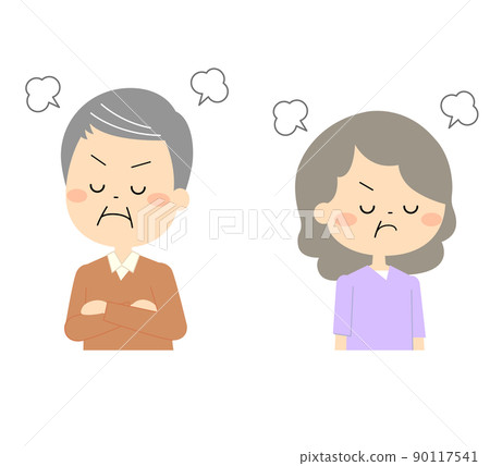 An elderly couple whose anger does not subside even after a quarrel 90117541