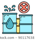 Stop use barrel oil industry, world oil pollution by petroleum concept icon, green eco earth cartoon flat vector illustration, isolated on black. 90117638