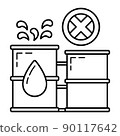 Stop use barrel oil industry, world oil pollution by petroleum concept icon, green eco earth simple flat vector illustration, isolated on white. 90117642
