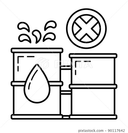 Stop use barrel oil industry, world oil pollution by petroleum concept icon, green eco earth simple flat vector illustration, isolated on white. Stop use barrel oil industry, world oil pollution by petroleum concept icon, green eco earth simple flat vector illustration, isolated on white. 90117642