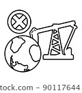 Stop use barrel oil industry, world oil pollution by petroleum concept icon, green eco earth simple flat vector illustration, isolated on white. 90117644