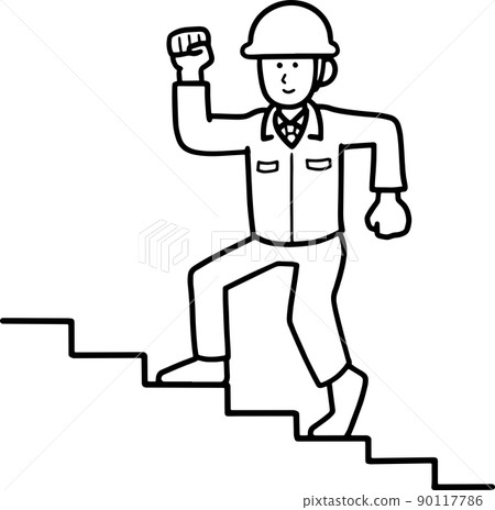僅進行職業生涯的工人的形象插圖線條畫 僅進行職業生涯的工人的形象插圖線條畫 90117786