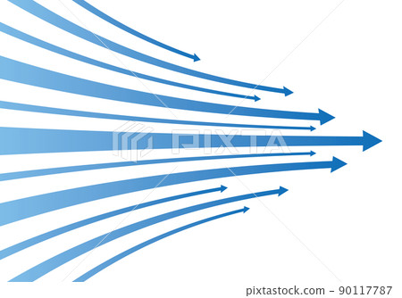 Illustration of curved arrow pointing to the right of blue gradient / white background Illustration of curved arrow pointing to the right of blue gradient / white background 90117787