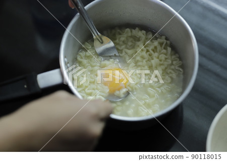 Boiled noodles with eggs, home style Boiled noodles with eggs, home style 90118015