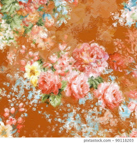 Beautiful oil painting flower illustration 90118203
