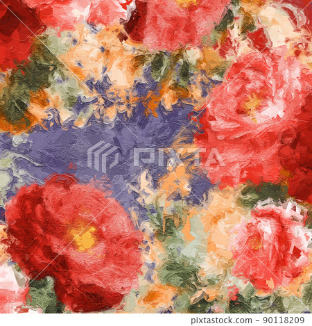 Beautiful oil painting flower illustration 90118209