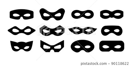 Mask superhero carnival or scammer villain vector icon set. 90118622