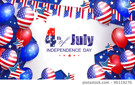Festive blue balloon illustration with USA flag element Festive blue balloon illustration with USA flag element 90119276