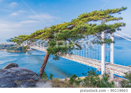 (Okayama Prefecture) Seto Inland Sea / Seto Ohashi seen from the Washiwayama Observatory in spring (Okayama Prefecture) Seto Inland Sea / Seto Ohashi seen from the Washiwayama Observatory in spring 90119663