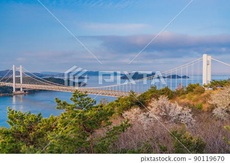 (Okayama Prefecture) Seto Inland Sea / Seto Ohashi seen from the Washiwayama Observatory in spring 90119670