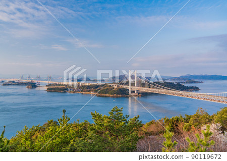 (Okayama Prefecture) Seto Inland Sea / Seto Ohashi seen from the Washiwayama Observatory in spring 90119672