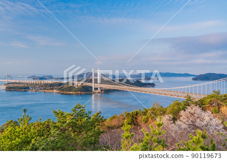 (Okayama Prefecture) Seto Inland Sea / Seto Ohashi seen from the Washiwayama Observatory in spring 90119673