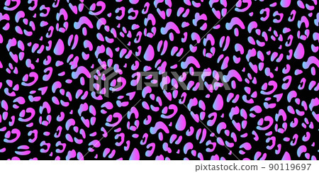 Leopard fluorescent seamless pattern. Vector wallpaper. Animal neon gradient background. Futuristic digital 90119697
