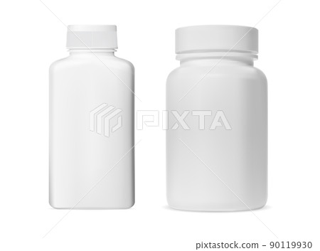 Protein jar. White plastic supplement bottle vector blank. Whey