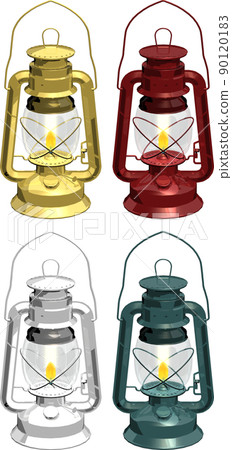 Camping and emergency lighting fixtures, oil lanterns. Background transparent illustration 90120183