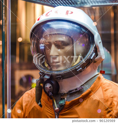 MOSCOW, RUSSIA - MAY 31, 2016: Russian astronaut spacesuit in Moscow space museum 90120569
