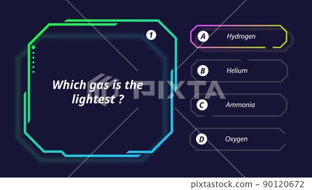 Quiz questions and test menu choice of TV show game, vector neon template. Quiz game question and answer options frames of intellectual challenge contest for TV screen layout Quiz questions and test menu choice of TV show game, vector neon template. Quiz game question and answer options frames of intellectual challenge contest for TV screen layout 90120672