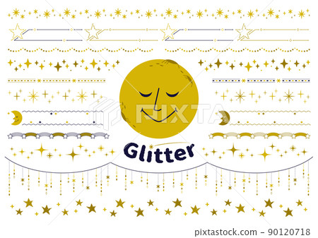 Glitter star and moon line material set (white background) Glitter star and moon line material set (white background) 90120718