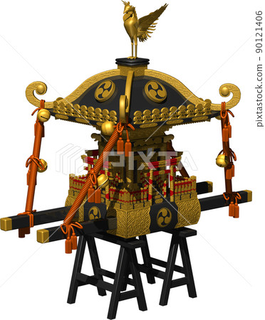 Japanese festival A gorgeous golden god. Background transparent illustration 90121406