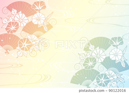 Paper-cutting Asagao and fan's summer greeting postcard Horizontal three colors Paper-cutting Asagao and fan's summer greeting postcard Horizontal three colors 90122016