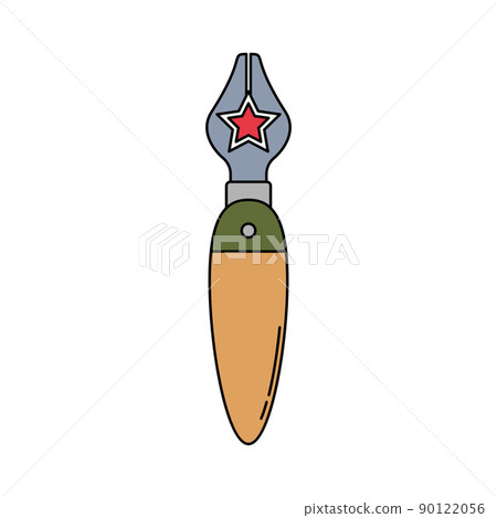 Line color vector icon abstract propaganda paintbrush media speaker. Fake news art logo. Stop russia military invasion. Disinformation message concept logo against broadcasting war media. Help Ukraine 90122056