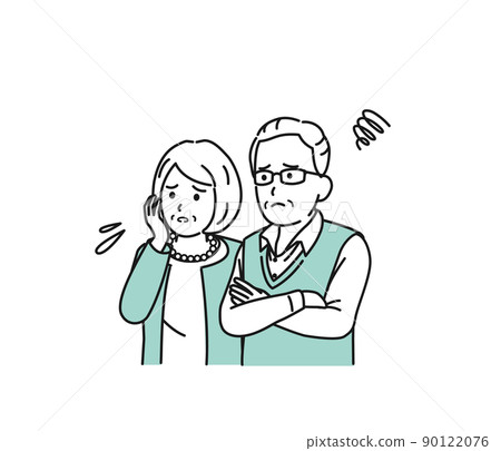 焦慮、憂慮、面部表情、老年夫婦、男女、老人、老人 90122076