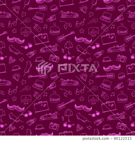 Hipster doodle vector elements seamless pattern Hipster doodle vector elements seamless pattern 90122515