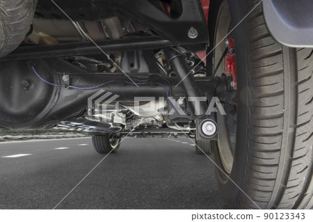 SUV car suspension and rear drive shaft. 90123343