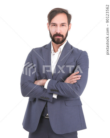 serious businessman in an unbuttoned jacket.isolated on white serious businessman in an unbuttoned jacket.isolated on white 90123562