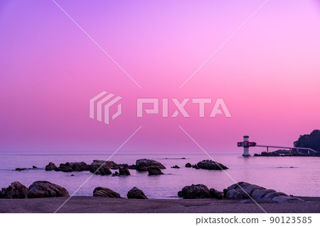 高知縣土佐清水市龍浜海岸東側名為櫻濱的沙灘的夜景 90123585