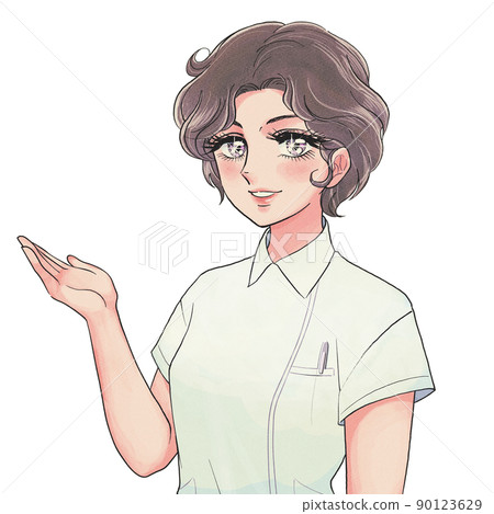 A nurse and pharmacist who guides you with a retro shojo manga style and smile 90123629