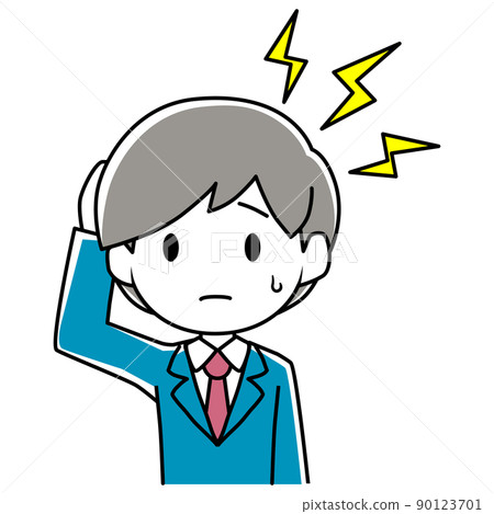 Illustration of a man with poor physical condition and headache 90123701