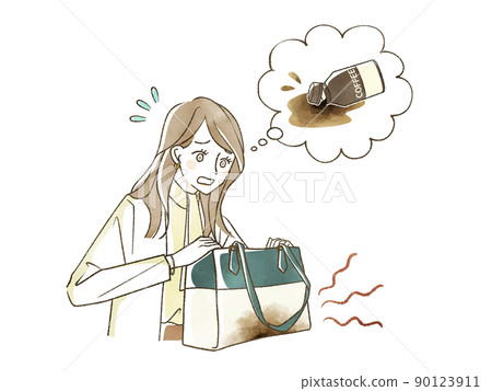 A woman who spilled a drink in a bag 90123911
