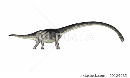 Omeisaurus dinosaur walking with its long neck down - 3D render 90124985