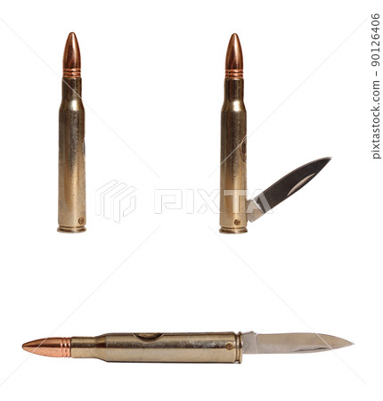 Vintage Bullet With Hidden Knife Isolated on White 90126406