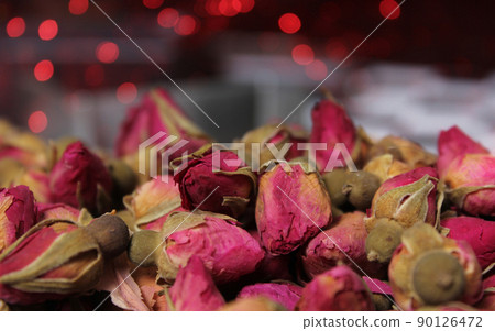 Bulk Rosebud Tea Close up in Market 90126472