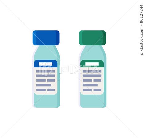 Plastic Bottles with Tight Covers and Labels Set 90127244