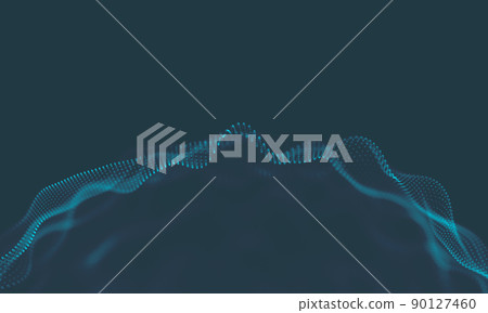 Abstract Music background. Big Data Particle Flow Visualisation. Science infographic futuristic illustration. Sound wave. Sound visualization 90127460