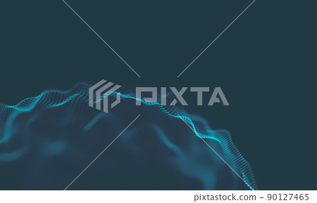 Abstract Music background. Big Data Particle Flow Visualisation. Science infographic futuristic illustration. Sound wave. Sound visualization Abstract Music background. Big Data Particle Flow Visualisation. Science infographic futuristic illustration. Sound wave. Sound visualization 90127465