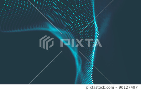 Abstract Music background. Big Data Particle Flow Visualisation. Science infographic futuristic illustration. Sound wave. Sound visualization Abstract Music background. Big Data Particle Flow Visualisation. Science infographic futuristic illustration. Sound wave. Sound visualization 90127497