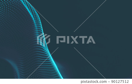 Abstract Music background. Big Data Particle Flow Visualisation. Science infographic futuristic illustration. Sound wave. Sound visualization 90127512