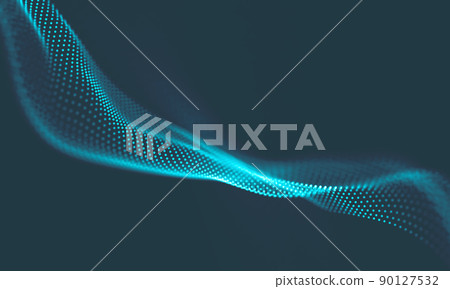 Abstract Music background. Big Data Particle Flow Visualisation. Science infographic futuristic illustration. Sound wave. Sound visualization 90127532